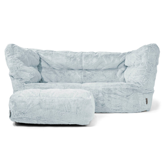 2-Sitzer Louis Sitzsacksofa - Kaninchen Kunstfell Pastellblau 02