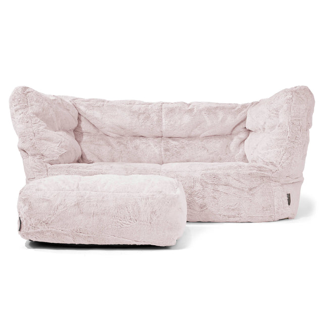 2-Sitzer Louis Sitzsacksofa - Kaninchen Kunstfell Pastellrosa 02