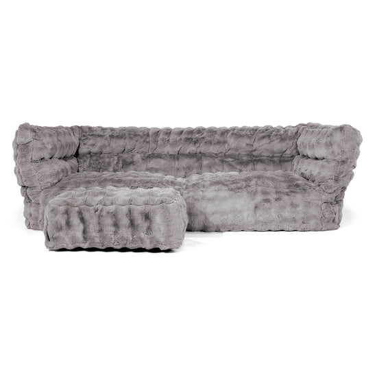 3-Sitzer Louis Sitzsacksofa - Bubble Pelz Grau 02