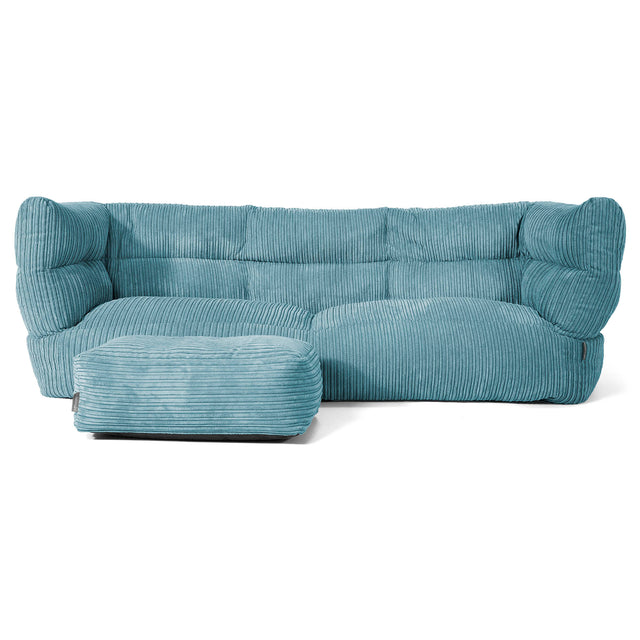 3-Sitzer Louis Sitzsacksofa - Cord Türkis 02