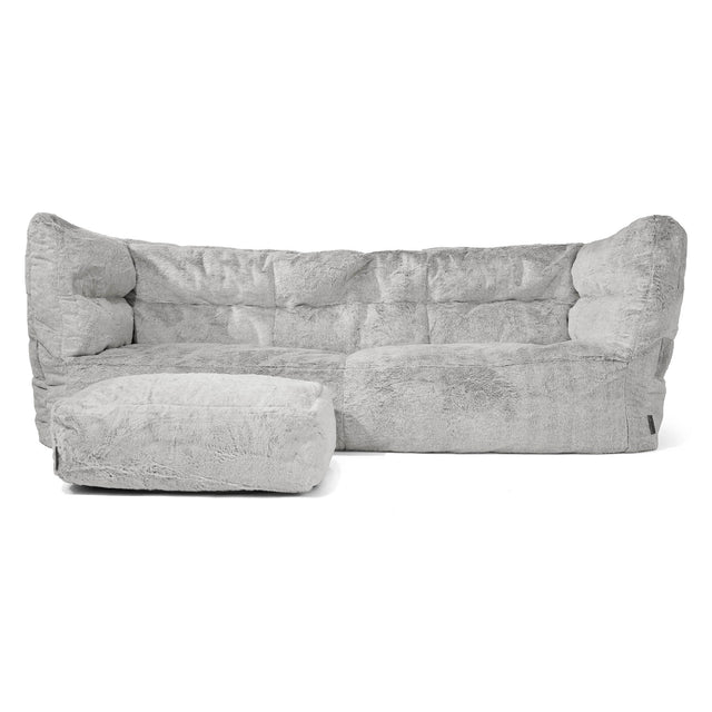 3-Sitzer Louis Sitzsacksofa - Kaninchen Kunstfell Hellgrau 02