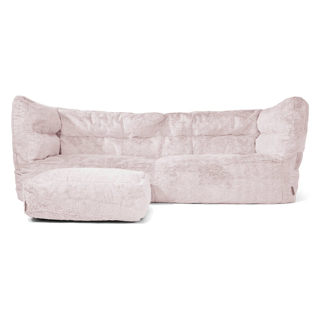 3-Sitzer Louis Sitzsacksofa - Kaninchen Kunstfell Pastellrosa 02