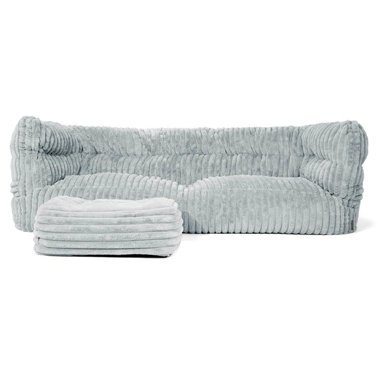 3-Sitzer Louis Sitzsacksofa - Ultra Plüsch Cord Taubenblau 02