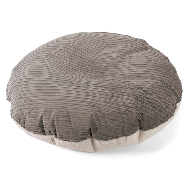 Flexforma Runder Sitzsack als Bodenkissen für Erwachsene - Bouclé & Cord Graphitgrau 01