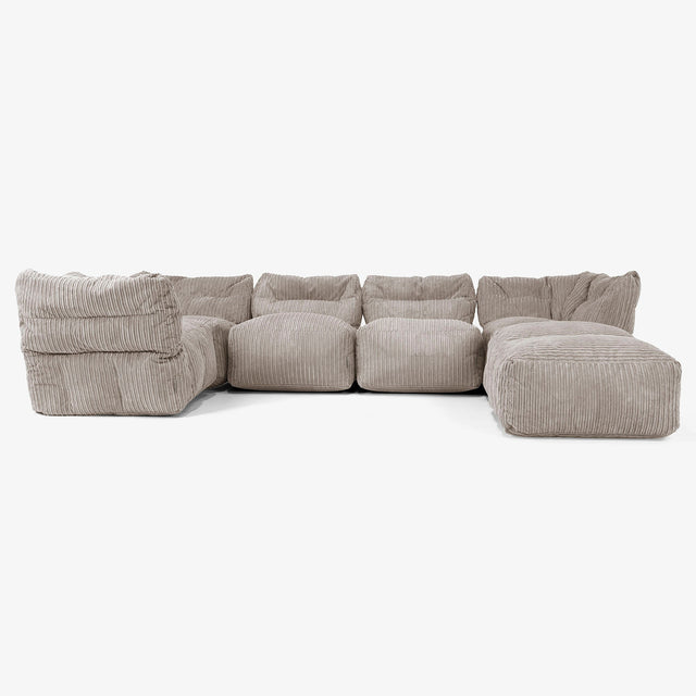 5-Sitzer Modulares Sofa-Set mit Récamiere rechts - Cord Beigegrau 01