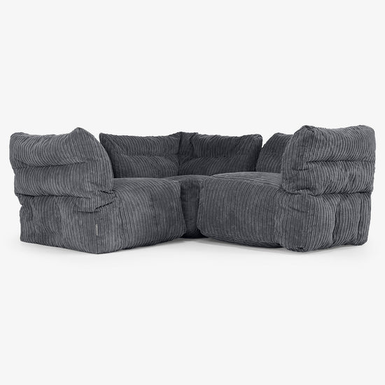 3-Sitzer Modulares Ecksofa-Set - Cord Schwarz 01