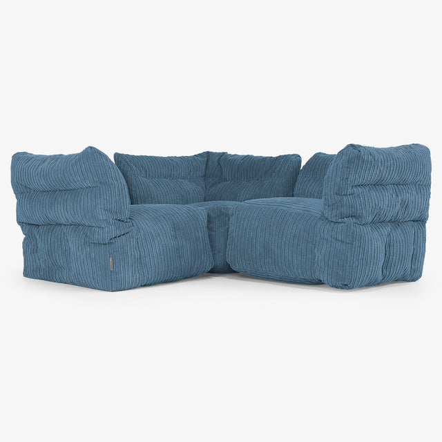 3-Sitzer Modulares Ecksofa-Set - Cord Marineblau 01
