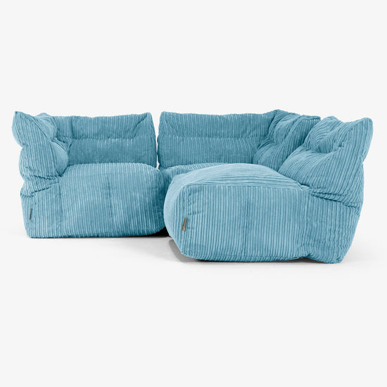 3-Sitzer Modulares Sofa-Set - Cord Türkis 04
