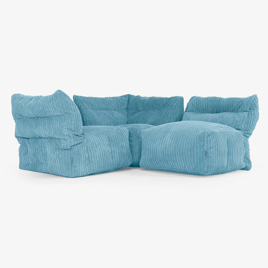3-Sitzer Modulares Sofa-Set - Cord Türkis 03