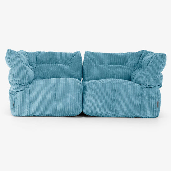 2-Sitzer Modulares Sofa-Set - Cord Türkis 01