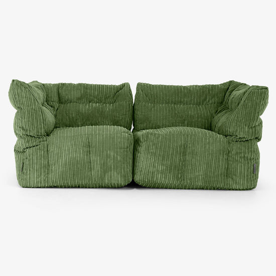 2-Sitzer Modulares Sofa-Set - Cord Nadelwaldgrün 01