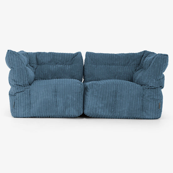 2-Sitzer Modulares Sofa-Set - Cord Marineblau 01