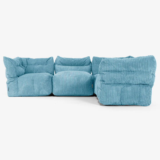 4-Sitzer Modulares Ecksofa-Set - Cord Türkis 02