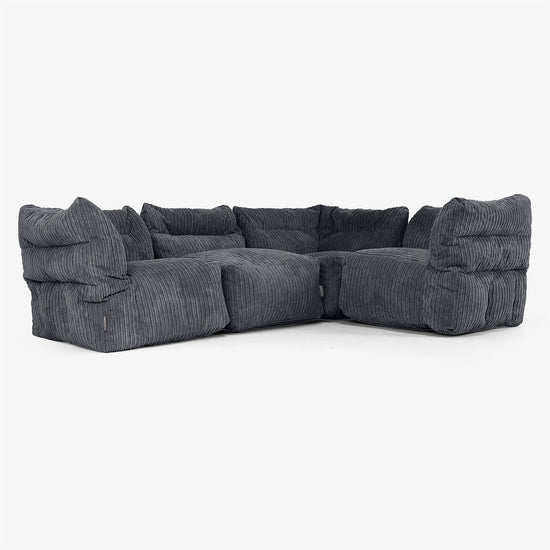 4-Sitzer Modulares Ecksofa-Set - Cord Schwarz 01