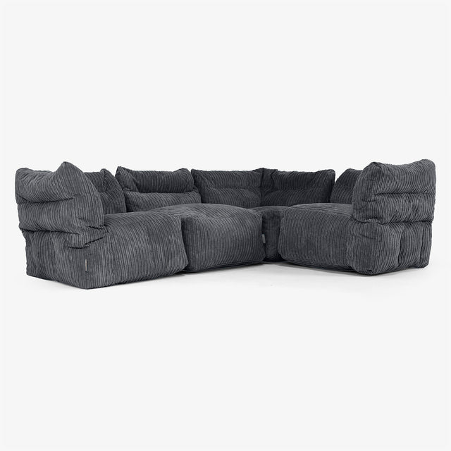 4-Sitzer Modulares Ecksofa-Set - Cord Schwarz 01