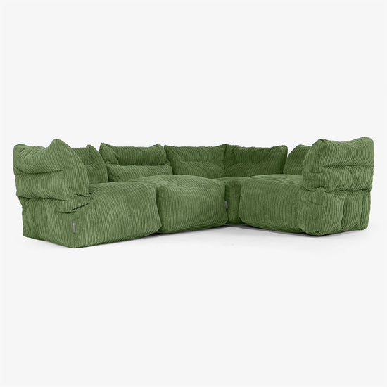 4-Sitzer Modulares Ecksofa-Set - Cord Nadelwaldgrün 01