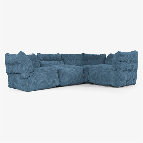 4-Sitzer Modulares Ecksofa-Set - Cord Marineblau 01