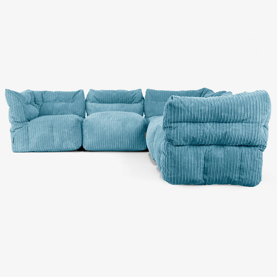 5-Sitzer Modulares Ecksofa-Set - Cord Türkis 02
