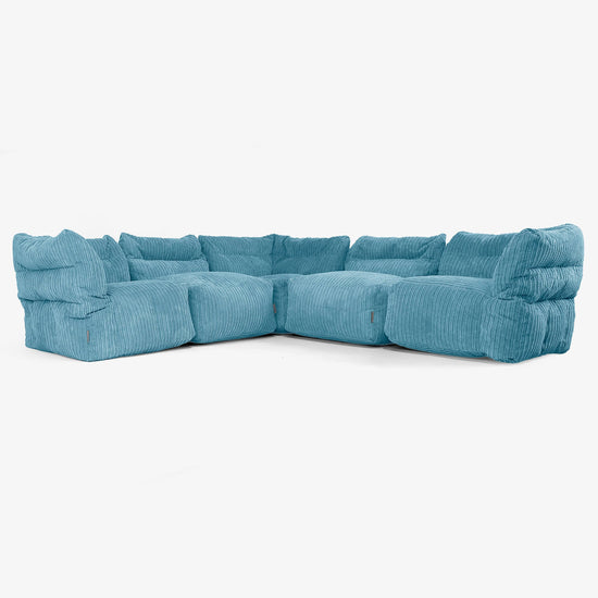 5-Sitzer Modulares Ecksofa-Set - Cord Türkis 01