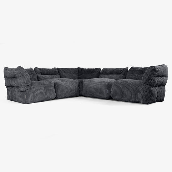 5-Sitzer Modulares Ecksofa-Set - Cord Schwarz 01