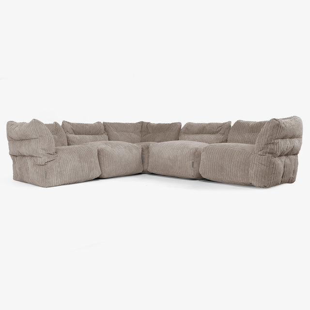 5-Sitzer Modulares Ecksofa-Set - Cord Beigegrau 01