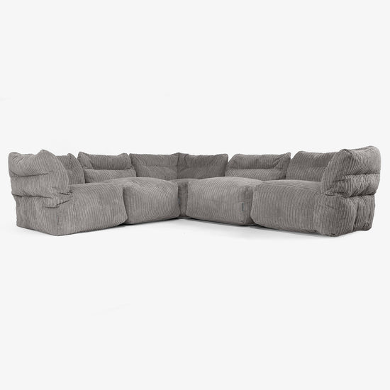 5-Sitzer Modulares Ecksofa-Set - Cord Graphitgrau 01