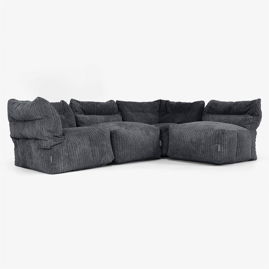 4-Sitzer Modulares Sofa-Set - Cord Schwarz 04