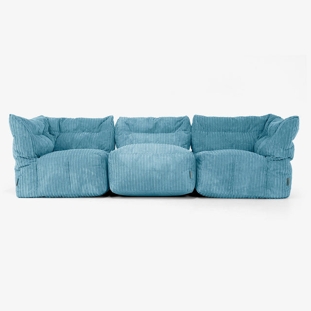 3-Sitzer Modulares Sofa-Set - Cord Türkis 01