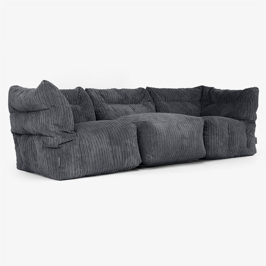 3-Sitzer Modulares Sofa-Set - Cord Schwarz 02