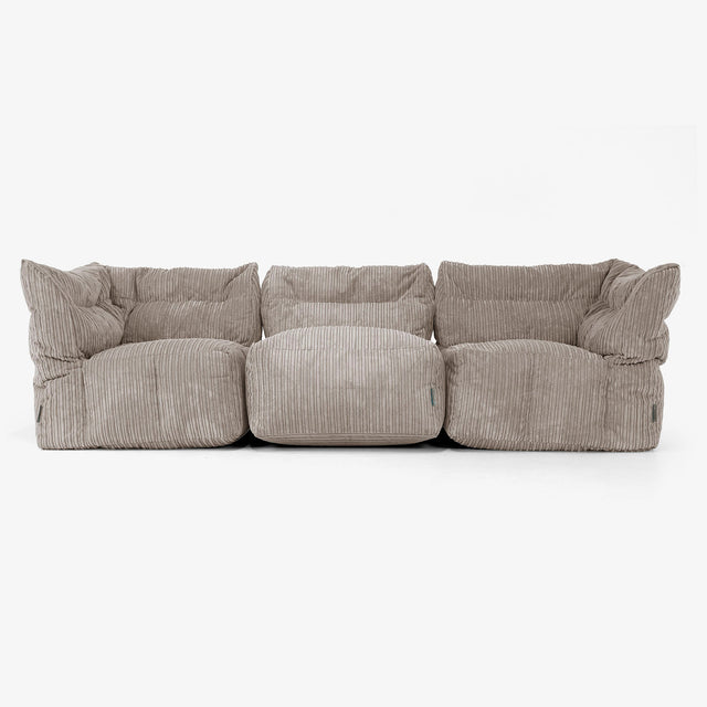 3-Sitzer Modulares Sofa-Set - Cord Beigegrau 01