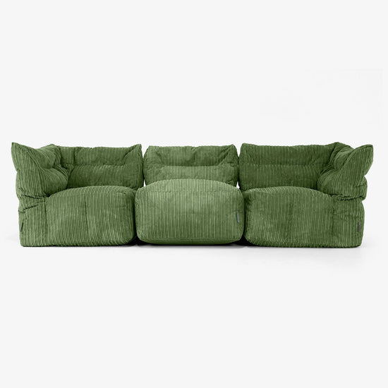 3-Sitzer Modulares Sofa-Set - Cord Nadelwaldgrün 01