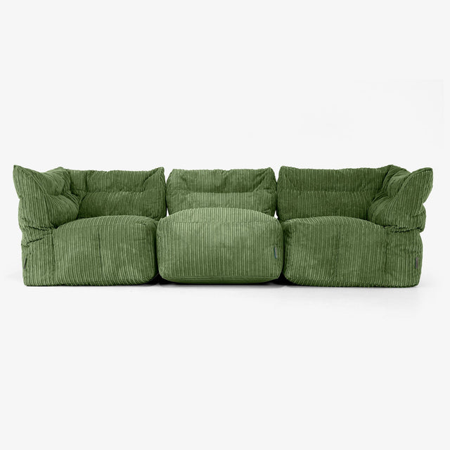 3-Sitzer Modulares Sofa-Set - Cord Nadelwaldgrün 01