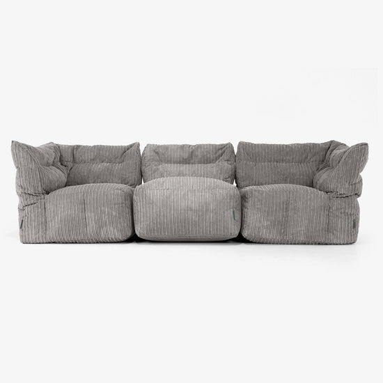 3-Sitzer Modulares Sofa-Set - Cord Graphitgrau 01