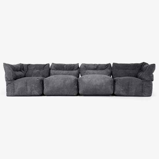4-Sitzer Modulares Sofa-Set - Cord Schwarz 01