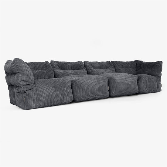 4-Sitzer Modulares Sofa-Set - Cord Schwarz 02