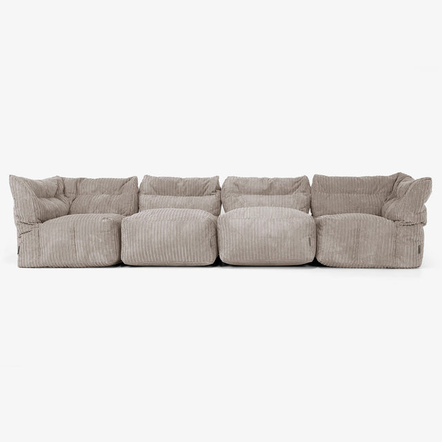 4-Sitzer Modulares Sofa-Set - Cord Beigegrau 01