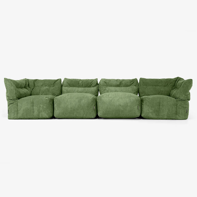 4-Sitzer Modulares Sofa-Set - Cord Nadelwaldgrün 01