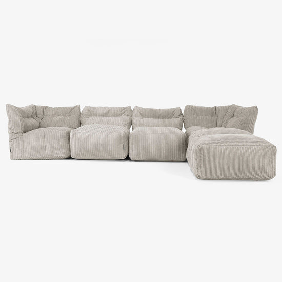 4-Sitzer Modulares Sofa-Set mit Récamiere rechts - Cord Nerzfarben 01