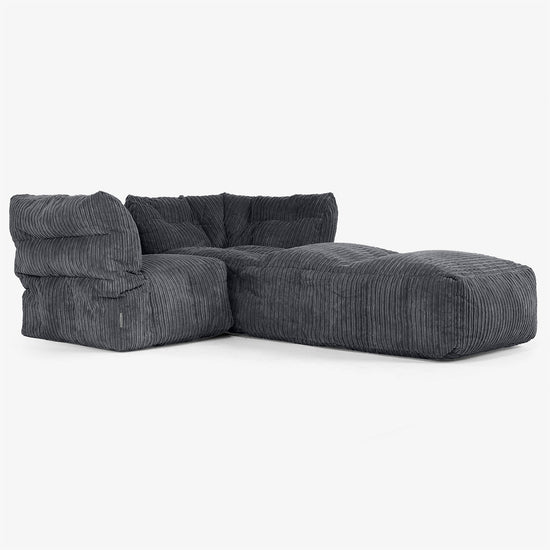 2-Sitzer Modulares Sofa-Set mit Récamiere rechts - Cord Schwarz 02