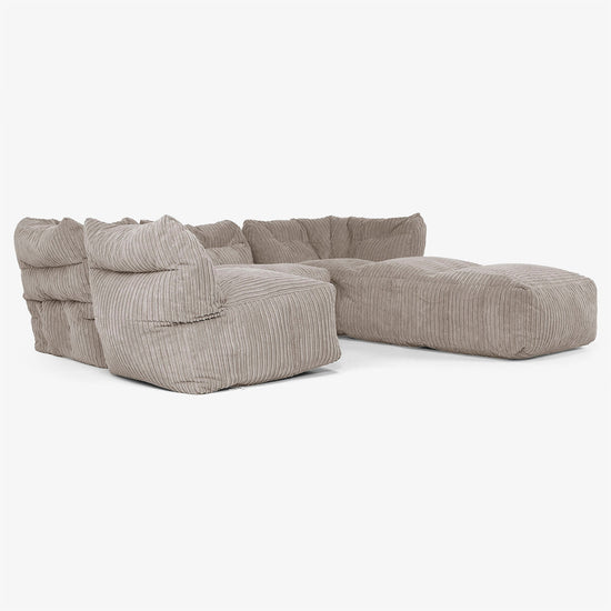 4-Sitzer Modulares Sofa-Set mit Récamiere rechts - Cord Beigegrau 04