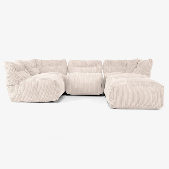 4-Sitzer Modulares Sofa-Set mit Récamiere rechts - Cord Elfenbein 03