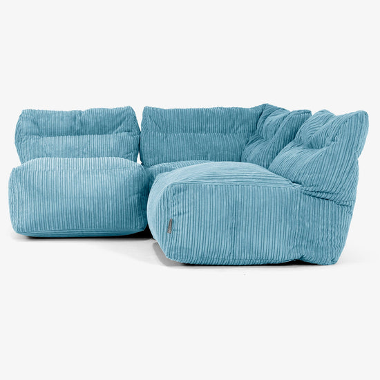 3-Sitzer Modulares Sofa-Set ohne Armlehnen - Cord Türkis 02