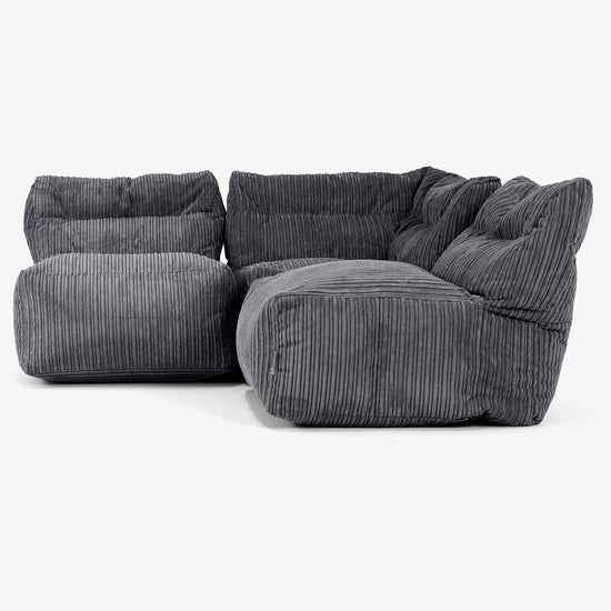 3-Sitzer Modulares Sofa-Set ohne Armlehnen - Cord Schwarz 02