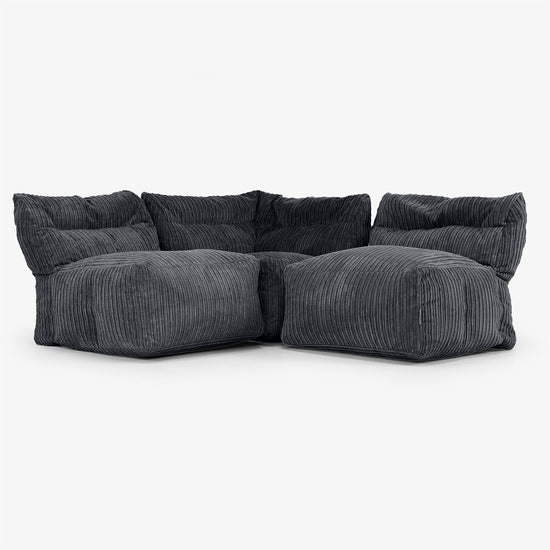 3-Sitzer Modulares Sofa-Set ohne Armlehnen - Cord Schwarz 01