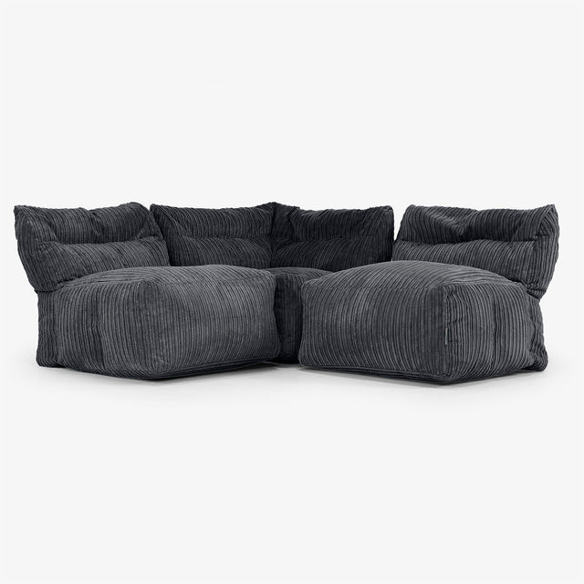 3-Sitzer Modulares Sofa-Set ohne Armlehnen - Cord Schwarz 01