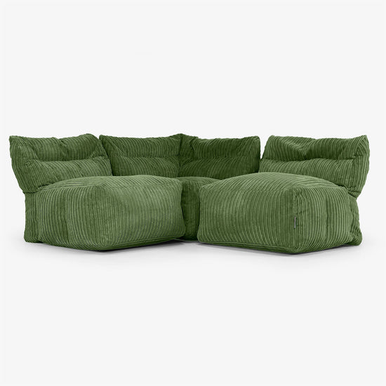 3-Sitzer Modulares Sofa-Set ohne Armlehnen - Cord Nadelwaldgrün 01