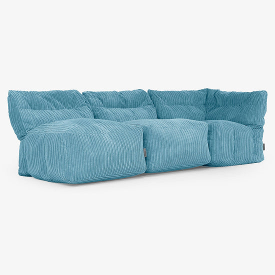 3-Sitzer Modulares Sofa-Set ohne Armlehnen - Cord Türkis 03