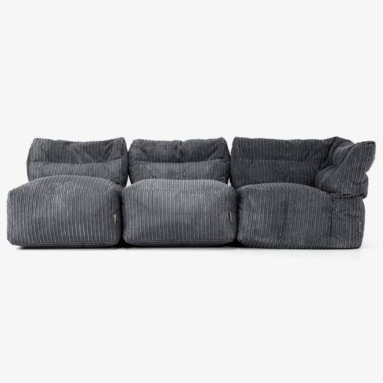 3-Sitzer Modulares Sofa-Set ohne Armlehnen - Cord Schwarz 04