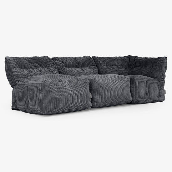 3-Sitzer Modulares Sofa-Set ohne Armlehnen - Cord Schwarz 03
