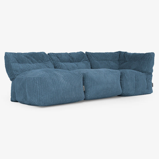 3-Sitzer Modulares Sofa-Set ohne Armlehnen - Cord Marineblau 03